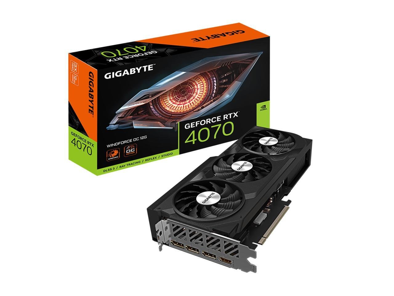 GIGABYTE WINDFORCE GeForce RTX 4070 12GB GDDR6X PCI Express 4.0 x16 ATX Video Card GV-N4070WF3OC-12GD